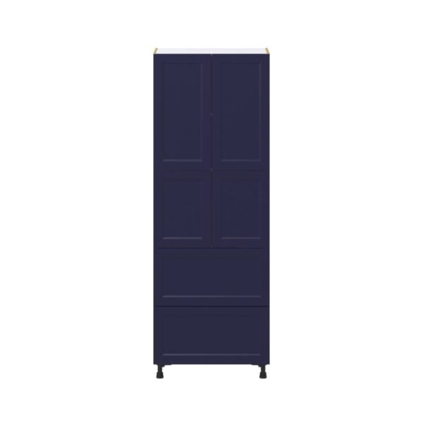 Camellia Painted Midnight Blue Recessed Assembled Pantry Cabinet 4 Doors with 2 Drawers and 2 Inner Drawers (30 in. W X 84.5 in. H X 24 in. D)