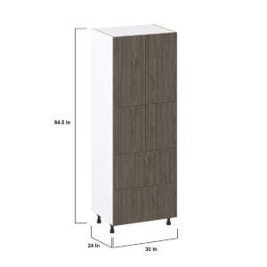 Cordyline Textured Slab Walnut Assembled Pantry Cabinet 4 Doors with 2 Drawers and 2 Inner Drawers (30 in. W X 84.5 in. H X 24 in. D)