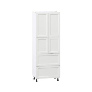 Magnolia Painted Bright White Recessed Assembled Pantry Cabinet 4 Doors with 2 Drawers and 2 Inner Drawers (30 in. W X 84.5 in. H X 24 in. D)