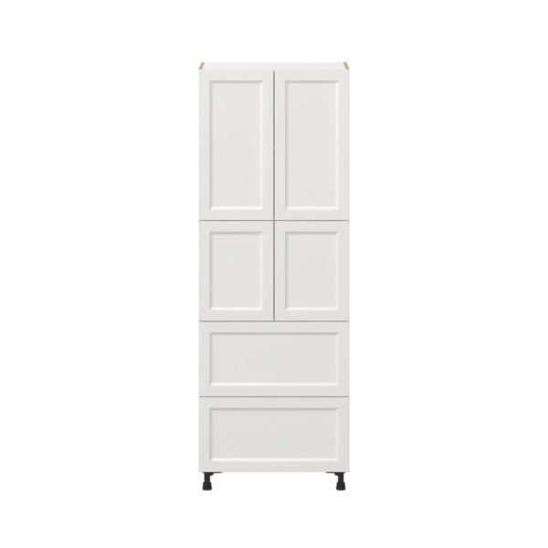 Magnolia Painted Bright White Recessed Assembled Pantry Cabinet 4 Doors with 2 Drawers and 2 Inner Drawers (30 in. W X 84.5 in. H X 24 in. D)