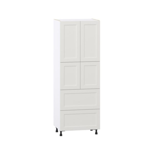 Wisteria Painted Light Gray Recessed Assembled Pantry Cabinet 4 Doors with 2 Drawers and 2 Inner Drawers (30 in. W X 84.5 in. H X 24 in. D)