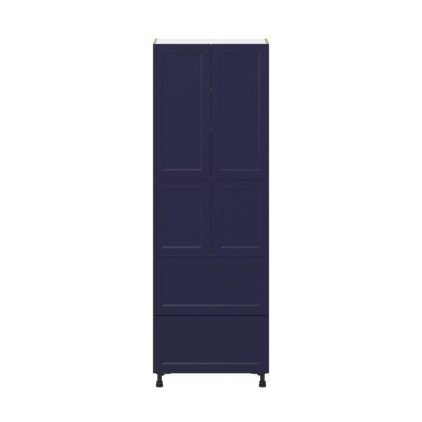 Camellia Painted Midnight Blue Recessed Assembled Pantry Cabinet 4 Doors with 2 Drawers and 2 Inner Drawers (30 in. W X 89.5 in. H X 24 in. D)