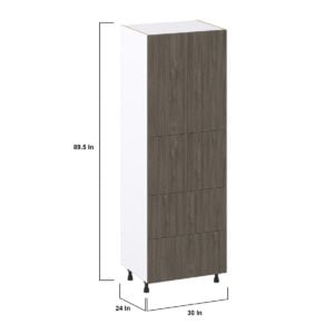 Cordyline Textured Slab Walnut Assembled Pantry Cabinet 4 Doors with 2 Drawers and 2 Inner Drawers (30 in. W X 89.5 in. H X 24 in. D)