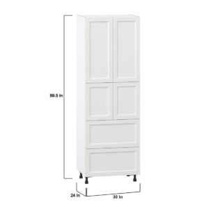 Magnolia Painted Bright White Recessed Assembled Pantry Cabinet 4 Doors with 2 Drawers and 2 Inner Drawers (30 in. W X 89.5 in. H X 24 in. D)