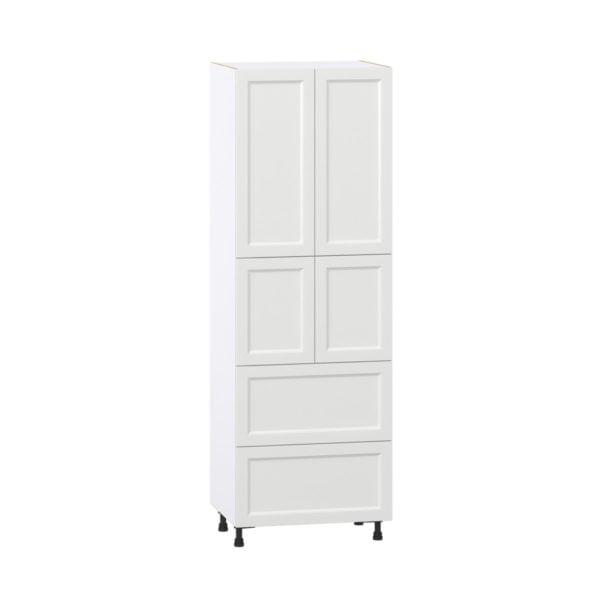 Magnolia Painted Bright White Recessed Assembled Pantry Cabinet 4 Doors with 2 Drawers and 2 Inner Drawers (30 in. W X 89.5 in. H X 24 in. D)