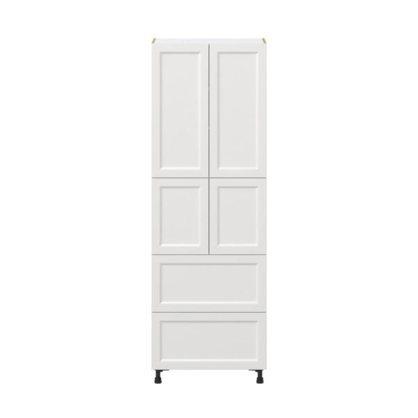 Magnolia Painted Bright White Recessed Assembled Pantry Cabinet 4 Doors with 2 Drawers and 2 Inner Drawers (30 in. W X 89.5 in. H X 24 in. D)