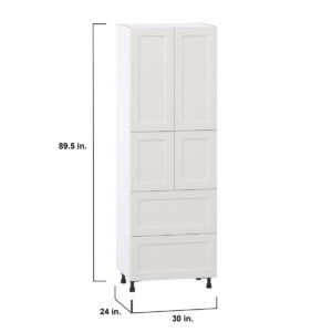 Wisteria Painted Light Gray Recessed Assembled Pantry Cabinet 4 Doors with 2 Drawers and 2 Inner Drawers (30 in. W X 89.5 in. H X 24 in. D)