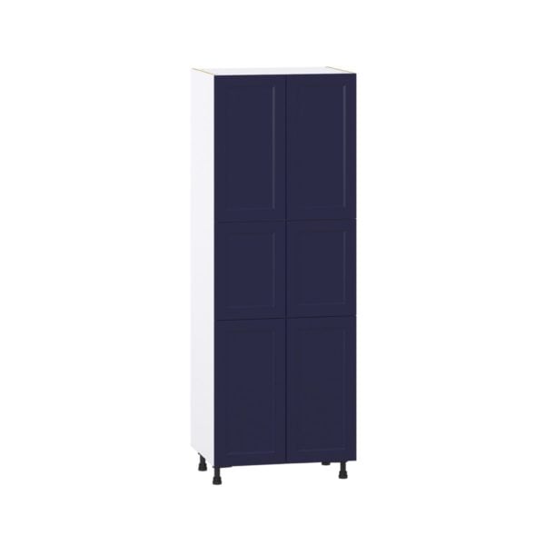 Camellia Painted Midnight Blue Recessed Assembled Pantry  Cabinet with 5 Shelves (30 in. W x 84.5 in. H x 24 in. D)