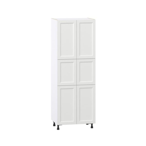 Magnolia Painted Bright White Recessed Assembled Pantry Cabinet with 6 Doors and 4 Inner Drawers (24 in. W X 84.5 in. H X 24 in. D)