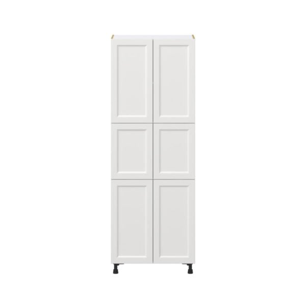 Magnolia Painted Bright White Recessed Assembled Pantry Cabinet with 6 Doors and 4 Inner Drawers (24 in. W X 84.5 in. H X 24 in. D)