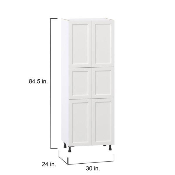 Magnolia Painted Bright White Recessed Assembled Pantry  Cabinet with 5 Shelves (30 in. W x 84.5 in. H x 24 in. D)