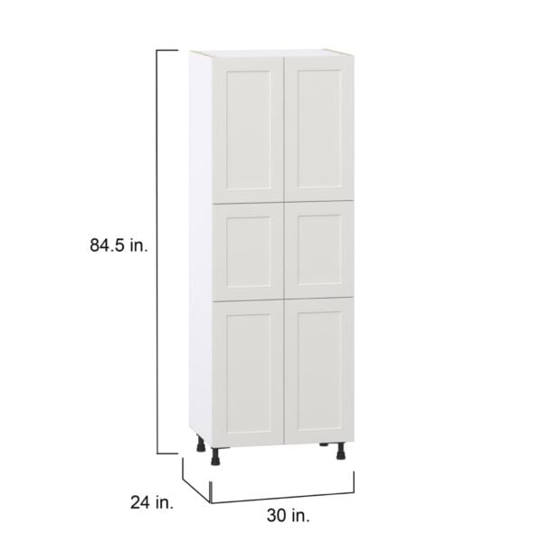 Wisteria Painted Light Gray Recessed Assembled Pantry  Cabinet with 5 Shelves (30 in. W x 84.5 in. H x 24 in. D)