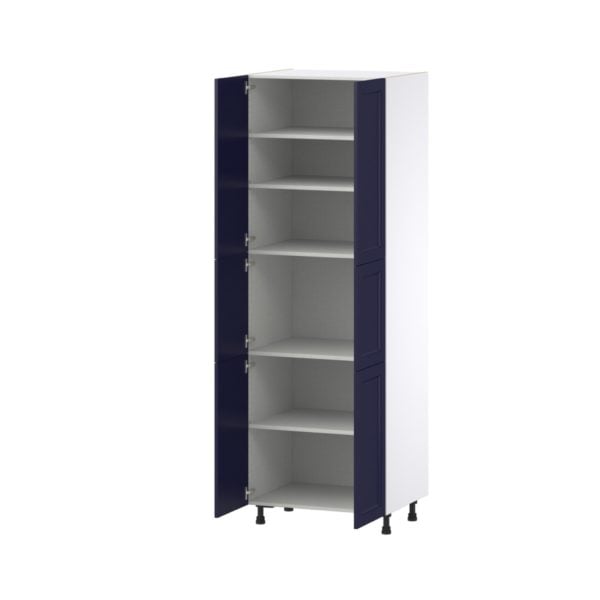 Camellia Painted Midnight Blue Recessed Assembled Pantry  Cabinet with 5 Shelves (30 in. W x 89.5 in. H x 24 in. D)