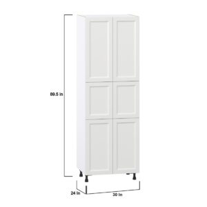 Magnolia Painted Bright White Recessed Assembled Pantry Cabinet with 6 Doors and 3 Inner Drawers (30 in. W X 89.5 in. H X 24 in. D)