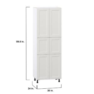 Wisteria Painted Light Gray Recessed Assembled Pantry Cabinet with 6 Doors and 3 Inner Drawers (30 in. W X 89.5 in. H X 24 in. D)