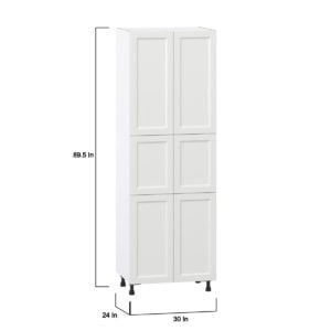 Magnolia Painted Bright White Recessed Assembled Pantry  Cabinet with 5 Shelves (30 in. W x 89.5 in. H x 24 in. D)