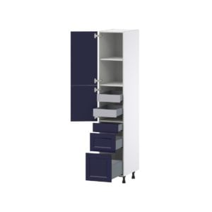 Camellia Painted Midnight Blue Recessed Assembled Pantry  Cabinet with 2 Inner Drawers (15 in. W x 84.5 in. H x 24 in. D)