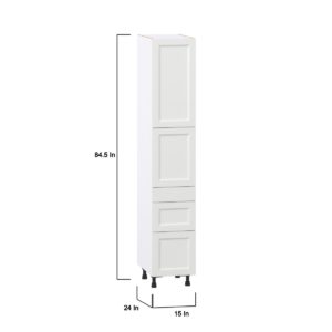 Magnolia Painted Bright White Recessed Assembled Pantry  Cabinet with 2 Inner Drawers (15 in. W x 84.5 in. H x 24 in. D)