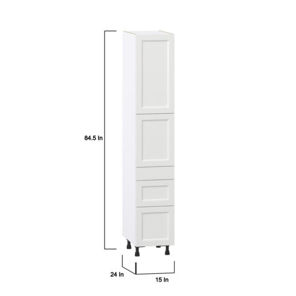 Magnolia Painted Bright White Recessed Assembled Pantry  Cabinet with 2 Inner Drawers (15 in. W x 84.5 in. H x 24 in. D)