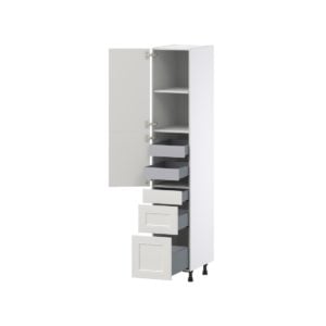 Wisteria Painted Light Gray Recessed Assembled Pantry  Cabinet with 2 Inner Drawers (15 in. W x 84.5 in. H x 24 in. D)