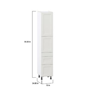 Wisteria Painted Light Gray Recessed Assembled Pantry  Cabinet with 2 Inner Drawers (15 in. W x 84.5 in. H x 24 in. D)