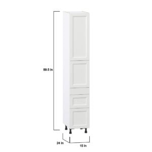 Magnolia Painted Bright White Recessed Assembled Pantry  Cabinet with 3 Drawers and 2 Inner Drawers (15 in. W x 89.5 in. H x 24 in. D)