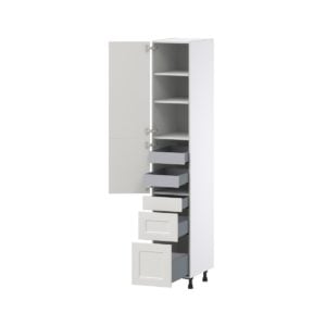 Wisteria Painted Light Gray Recessed Assembled Pantry  Cabinet with 3 Drawers and 2 Inner Drawers (15 in. W x 89.5 in. H x 24 in. D)