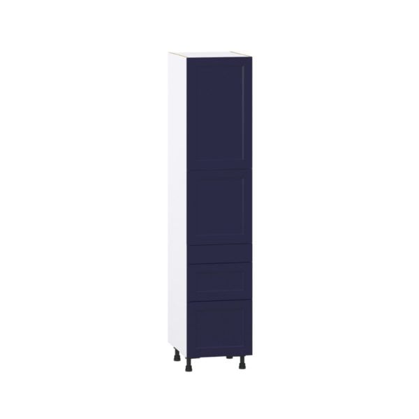 Camellia Painted Midnight Blue Recessed Assembled Pantry  Cabinet with 2 Inner Drawers (18 in. W x 84.5 in. H x 24 in. D)