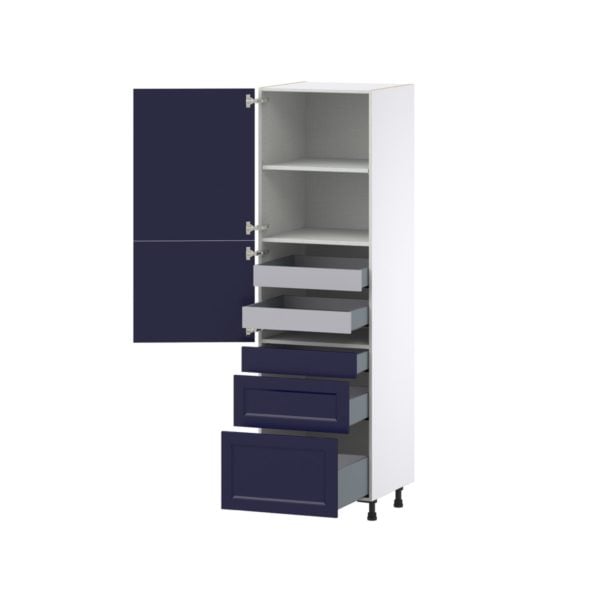 Camellia Painted Midnight Blue Recessed Assembled Pantry  Cabinet with 2 Inner Drawers (24 in. W x 84.5 in. H x 24 in. D)