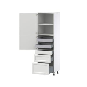 Magnolia Painted Bright White Recessed Assembled Pantry  Cabinet with 2 Inner Drawers (24 in. W x 84.5 in. H x 24 in. D)