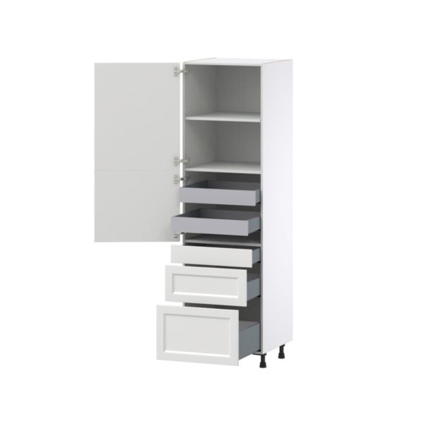 Magnolia Painted Bright White Recessed Assembled Pantry  Cabinet with 2 Inner Drawers (24 in. W x 84.5 in. H x 24 in. D)