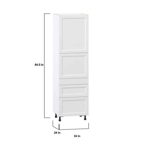 Magnolia Painted Bright White Recessed Assembled Pantry  Cabinet with 2 Inner Drawers (24 in. W x 84.5 in. H x 24 in. D)