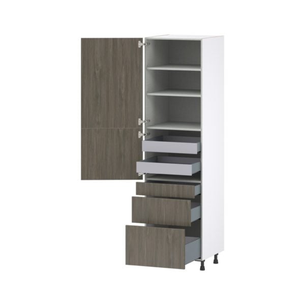 Cordyline Textured Slab Walnut Assembled Pantry  Cabinet with 3 Drawers and 2 Inner Drawers (24 in. W X 89.5 in. H X 24 in. D)