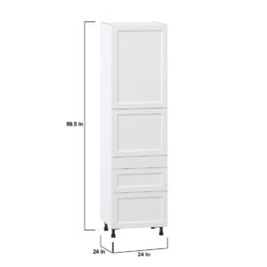 Magnolia Painted Bright White Recessed Assembled Pantry  Cabinet with 3 Drawers and 2 Inner Drawers (24 in. W X 89.5 in. H X 24 in. D)