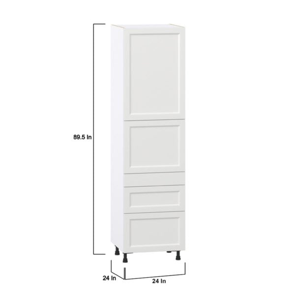 Magnolia Painted Bright White Recessed Assembled Pantry  Cabinet with 3 Drawers and 2 Inner Drawers (24 in. W X 89.5 in. H X 24 in. D)