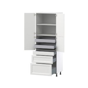 Magnolia Painted Bright White Recessed Assembled Pantry  Cabinet with 2 Inner Drawers (30 in. W x 84.5 in. H x 24 in. D)