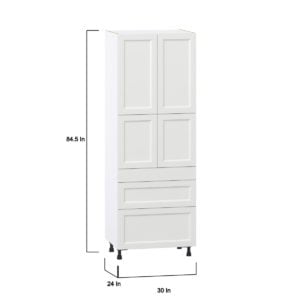 Magnolia Painted Bright White Recessed Assembled Pantry  Cabinet with 2 Inner Drawers (30 in. W x 84.5 in. H x 24 in. D)