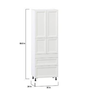 Magnolia Painted Bright White Recessed Assembled Pantry  Cabinet with 3 Drawers and 2 Inner Drawers (30 in. W x 89.5 in. H x 24 in. D)