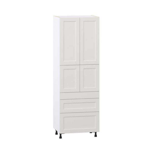 Wisteria Painted Light Gray Recessed Assembled Pantry  Cabinet with 3 Drawers and 2 Inner Drawers (30 in. W x 89.5 in. H x 24 in. D)