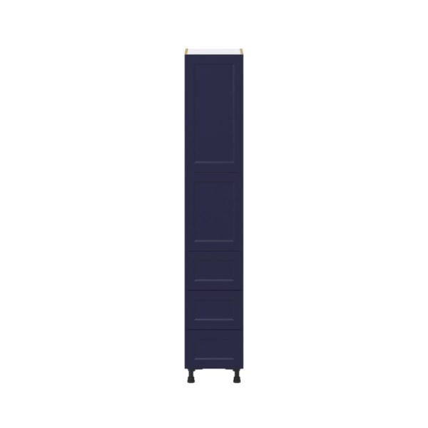 Camellia Painted Midnight Blue Recessed Assembled Pantry Cabinet 2 Doors with 3 Drawers and 2 Inner Drawers (15 in. W X 84.5 in. H X 24 in. D)