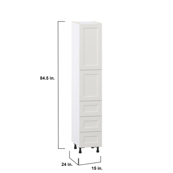 Wisteria Painted Light Gray Recessed Assembled Pantry Cabinet 2 Doors with 3 Drawers and 2 Inner Drawers (15 in. W X 84.5 in. H X 24 in. D)