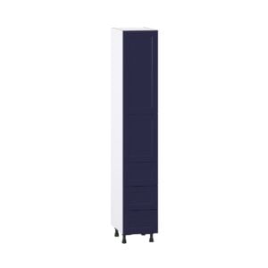 Camellia Painted Midnight Blue Recessed Assembled Pantry Cabinet 2 Doors with 3 Drawers and 2 Inner Drawers (15 in. W X 89.5 in. H X 24 in. D)