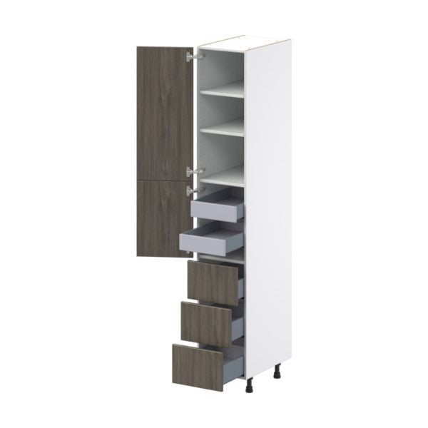 Cordyline Textured Slab Walnut Assembled Pantry Cabinet 2 Doors with 3 Drawers and 2 Inner Drawers (15 in. W X 89.5 in. H X 24 in. D)