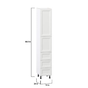 Magnolia Painted Bright White Recessed Assembled Pantry Cabinet 2 Doors with 3 Drawers and 2 Inner Drawers (15 in. W X 89.5 in. H X 24 in. D)