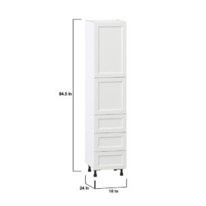 Magnolia Painted Bright White Recessed Assembled Pantry Cabinet 2 Doors with 3 Drawers and 2 Inner Drawers (18 in. W X 84.5 in. H X 24 in. D)