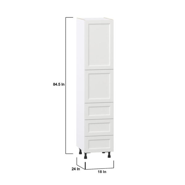 Magnolia Painted Bright White Recessed Assembled Pantry Cabinet 2 Doors with 3 Drawers and 2 Inner Drawers (18 in. W X 84.5 in. H X 24 in. D)