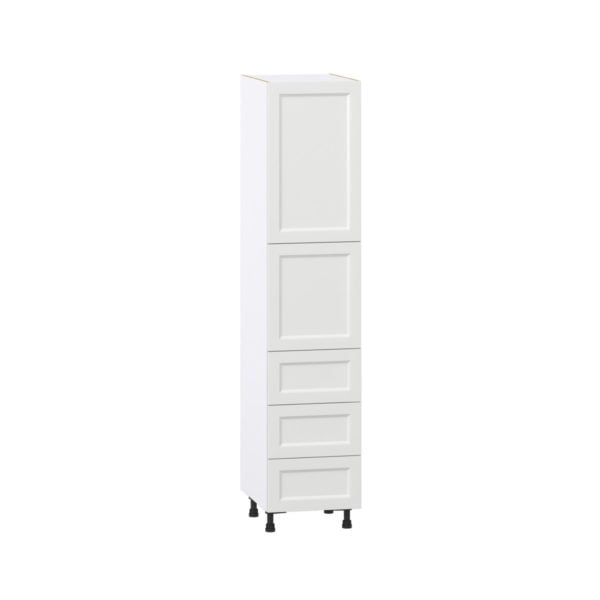 Magnolia Painted Bright White Recessed Assembled Pantry Cabinet 2 Doors with 3 Drawers and 2 Inner Drawers (18 in. W X 84.5 in. H X 24 in. D)