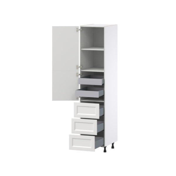 Magnolia Painted Bright White Recessed Assembled Pantry Cabinet 2 Doors with 3 Drawers and 2 Inner Drawers (18 in. W X 84.5 in. H X 24 in. D)