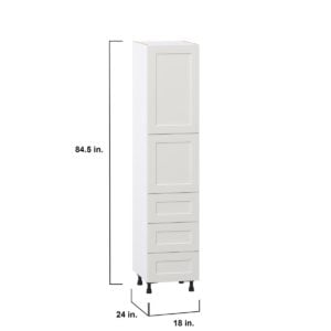 Wisteria Painted Light Gray Recessed Assembled Pantry Cabinet 2 Doors with 3 Drawers and 2 Inner Drawers (18 in. W X 84.5 in. H X 24 in. D)