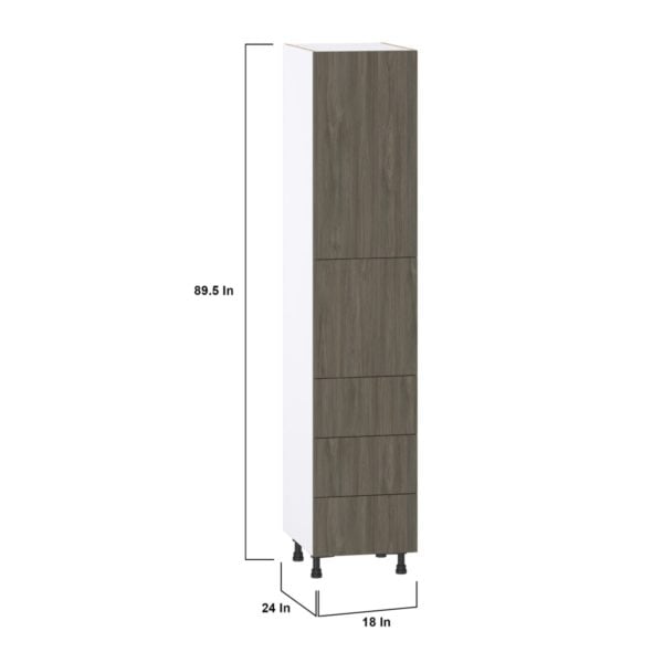 Cordyline Textured Slab Walnut Assembled Pantry Cabinet 1 Doors with 3 Drawers and 2 Inner Drawers (18 in. W X 89.5 in. H X 24 in. D)